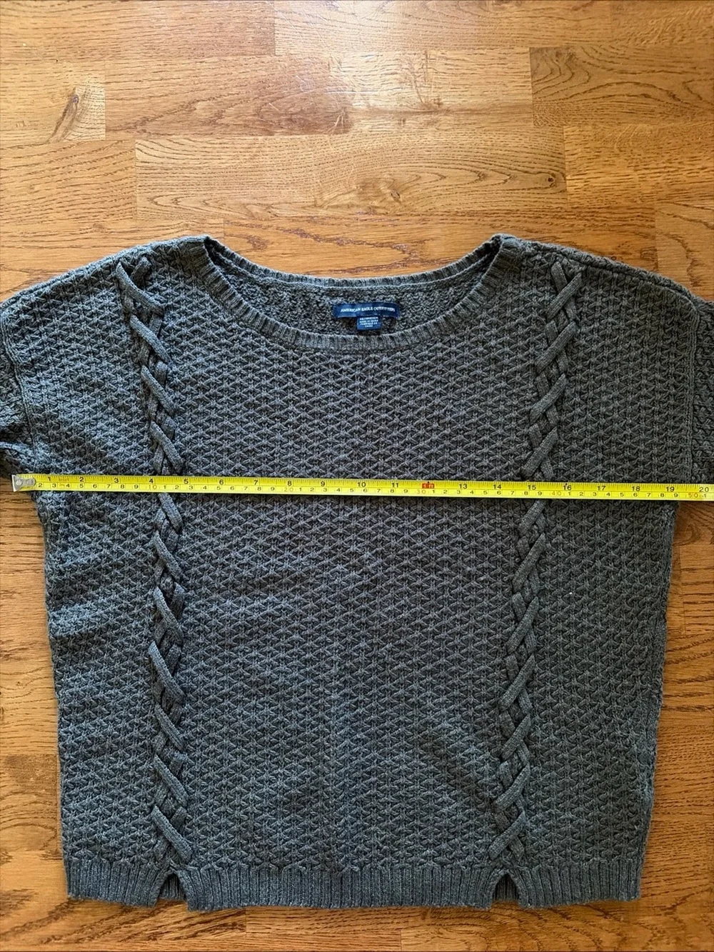American Eagle Sweater Knit Pullover XS Soft Cross Stitch Crew Olive Green Army